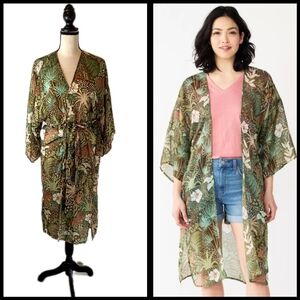 NWOT Women's Sonoma Goods For Life Jungle Pattern Belted Kimono OS